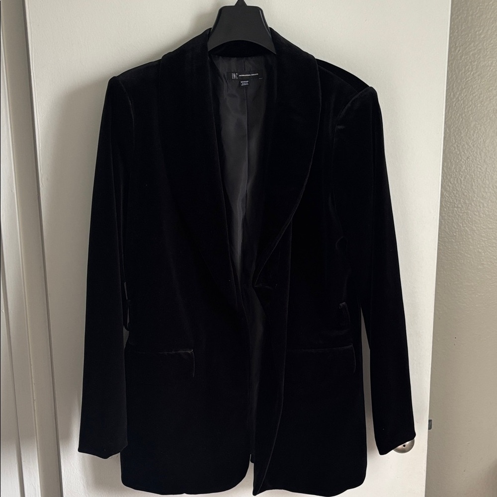 INC International Concepts Black Velvet Blazer